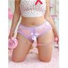 imageOYOANGLE Womens Plus Size Crotchless Panties Cute Bow Satin Underwear Mid Rise Lace Trim BriefsPink