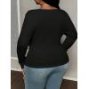 imageOYOANGLE Womens Plus Size Long Sleeve Henley Shirts Button Front Ribbed Knit Fitted TShirt Fall TopsBlack