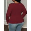imageOYOANGLE Womens Plus Size Long Sleeve Henley Shirts Button Front Ribbed Knit Fitted TShirt Fall TopsBurgundy