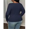 imageOYOANGLE Womens Plus Size Long Sleeve Henley Shirts Button Front Ribbed Knit Fitted TShirt Fall TopsDeep Blue