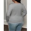 imageOYOANGLE Womens Plus Size Long Sleeve Henley Shirts Button Front Ribbed Knit Fitted TShirt Fall TopsGrey