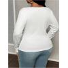 imageOYOANGLE Womens Plus Size Long Sleeve Henley Shirts Button Front Ribbed Knit Fitted TShirt Fall TopsWhite