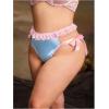 imageOYOANGLE Womens Plus Size Satin Underwear Bow Tie Side Cute Panties Silky Lace Trim BriefsBlue