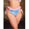 imageOYOANGLE Womens Plus Size Satin Underwear Bow Tie Side Cute Panties Silky Lace Trim BriefsBlue