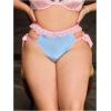 imageOYOANGLE Womens Plus Size Satin Underwear Bow Tie Side Cute Panties Silky Lace Trim BriefsBlue