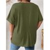 imageOYOANGLE Womens Plus Size Short Sleeve Round Neck Pocket Tee Shirt Basic Solid Loose Tunic TopsArmy Green