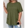 imageOYOANGLE Womens Plus Size Short Sleeve Round Neck Pocket Tee Shirt Basic Solid Loose Tunic TopsArmy Green