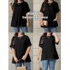 imageOYOANGLE Womens Plus Size Short Sleeve Round Neck Pocket Tee Shirt Basic Solid Loose Tunic TopsBlack