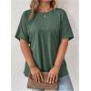 imageOYOANGLE Womens Plus Size Short Sleeve Round Neck Pocket Tee Shirt Basic Solid Loose Tunic TopsDark Green