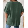 imageOYOANGLE Womens Plus Size Short Sleeve Round Neck Pocket Tee Shirt Basic Solid Loose Tunic TopsDark Green