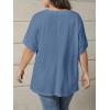 imageOYOANGLE Womens Plus Size Short Sleeve Round Neck Pocket Tee Shirt Basic Solid Loose Tunic TopsDusty Blue