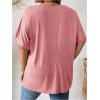 imageOYOANGLE Womens Plus Size Short Sleeve Round Neck Pocket Tee Shirt Basic Solid Loose Tunic TopsLight Pink