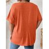 imageOYOANGLE Womens Plus Size Short Sleeve Round Neck Pocket Tee Shirt Basic Solid Loose Tunic TopsOrange