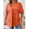 imageOYOANGLE Womens Plus Size Short Sleeve Round Neck Pocket Tee Shirt Basic Solid Loose Tunic TopsOrange