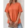 imageOYOANGLE Womens Plus Size Short Sleeve Round Neck Pocket Tee Shirt Basic Solid Loose Tunic TopsOrange