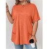 imageOYOANGLE Womens Plus Size Short Sleeve Round Neck Pocket Tee Shirt Basic Solid Loose Tunic TopsOrange