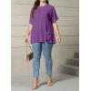 imageOYOANGLE Womens Plus Size Short Sleeve Round Neck Pocket Tee Shirt Basic Solid Loose Tunic TopsPurple