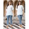 imageOYOANGLE Womens Plus Size Short Sleeve Round Neck Pocket Tee Shirt Basic Solid Loose Tunic TopsWhite