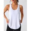 imageOYOANGLE Womens Racerback Sports Tank Top Crew Neck Sleeveless Workout Tops Athletic Yoga Running ShirtsWhite