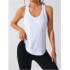 imageOYOANGLE Womens Racerback Sports Tank Top Crew Neck Sleeveless Workout Tops Athletic Yoga Running ShirtsWhite