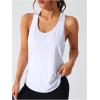 imageOYOANGLE Womens Racerback Sports Tank Top Crew Neck Sleeveless Workout Tops Athletic Yoga Running ShirtsWhite