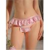 imageOYOANGLE Womens Satin Underwear Ruffle Trim Sheer Briefs Comfy Cute PantiesPink