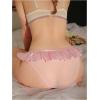imageOYOANGLE Womens Satin Underwear Ruffle Trim Sheer Briefs Comfy Cute PantiesPink