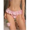 imageOYOANGLE Womens Satin Underwear Ruffle Trim Sheer Briefs Comfy Cute PantiesPink