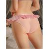 imageOYOANGLE Womens Satin Underwear Ruffle Trim Sheer Briefs Comfy Cute PantiesPink