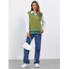 imageOYOANGLE Womens Striped Trim Sleeveless V Neck Pullover Sweater Vest Split Hem Tank Top KnitwearGreen