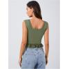 imageOYOANGLE Womens Summer Casual Tie Front Top Sleeveless V Neck Lace Trim Going Out Crop BlouseArmy Green