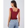 imageOYOANGLE Womens Summer Casual Tie Front Top Sleeveless V Neck Lace Trim Going Out Crop BlouseBurgundy