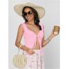 imageOYOANGLE Womens Summer Casual Tie Front Top Sleeveless V Neck Lace Trim Going Out Crop BlousePink