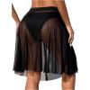 imageOYOANGLE Womens Swimsuit Cover Up 3D Floral Sheer Mesh Split Side Beach Skirts SwimwearBlack