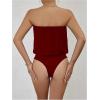 imageOYOANGLE Womens Tube Bodysuits Sleeveless Ruched Strapless Going Out Body SuitsBurgundy