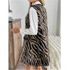 imageOYOANGLE Womens Zebra Print V Neck Sleeveless Loose Casual Knit Sweater Dress with PocketsBlack and Khaki