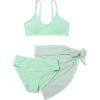 imageOYOANGLE Girls 3 Piece Swimsuit Sets Solid Spaghetti Strap Bikini Swimsuit with Beach SkirtGreen