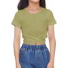imageOYOANGLE Girls Cute Crisscross Short Sleeve Cutout Solid Crop Top Tee TShirtsArmy Green