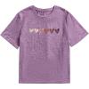imageOYOANGLE Girls Heart Print Short Sleeve Round Neck TShirt Funny Graphic Tees Cute TopPurple