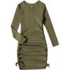imageOYOANGLE Girls Long Sleeve Ribbed Knit Drawstring Side Ruched Bodycon Short DressArmy Green