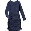 imageOYOANGLE Girls Long Sleeve Ribbed Knit Drawstring Side Ruched Bodycon Short DressNavy Blue