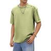 imageOYOANGLE Mens Textured Half Sleeve Loose Casual Tee Shirt Crew Neck Drop Shoulder Top StreetwearLight Green