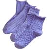 imageOYOANGLE Womens 3 Pairs Cable Knit Casual Crew Socks Stretchy Solid Simple SocksPurple