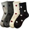 imageOYOANGLE Womens 4 Pairs Cute Heart Print Crew Socks Comfortable Breathable Ribbed SocksBlack White Grey