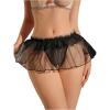 imageOYOANGLE Womens Crotchless Panties Lace Trim Ruffle Sheer Low Rise Thongs Mesh Lingerie UnderwearBlack