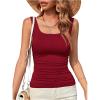 imageOYOANGLE Womens Going Out Top Sleeveless Summer Casual Fitted Tank Top TeeBurgundy