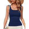 imageOYOANGLE Womens Going Out Top Sleeveless Summer Casual Fitted Tank Top TeeDeep Blue
