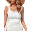 imageOYOANGLE Womens Going Out Top Sleeveless Summer Casual Fitted Tank Top TeeWhite
