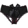 imageOYOANGLE Womens Lace Crotchless Panties Cut Out Bow Briefs Lace Trim Mid Rise UnderwearBlack