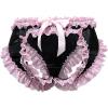 imageOYOANGLE Womens Lace Cut Out Panties Color Block Frill Trim Briefs Crotchless UnderwearBlack